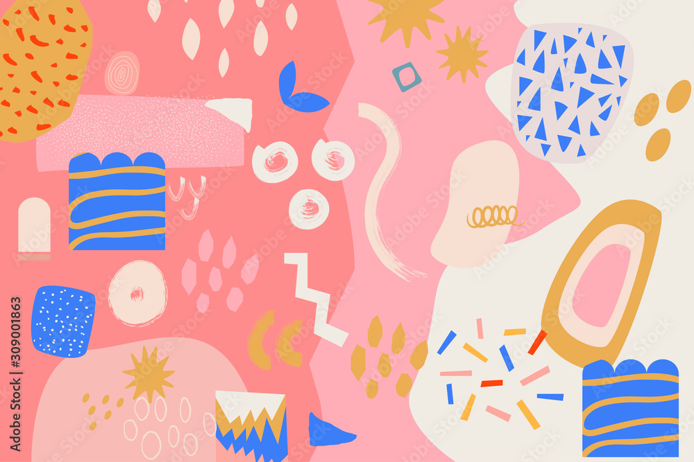 Aufkleber modern and stylish abstract digital background with different shapes and line arts.