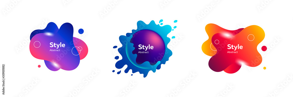 Poster set of layered fluid blobs. design template for logo, flyer or presentation. abstract form dynamic c