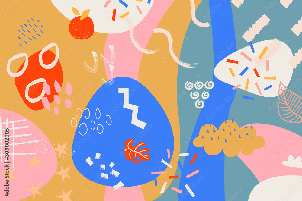 Aufkleber modern and stylish abstract digital background with different shapes and line arts.
