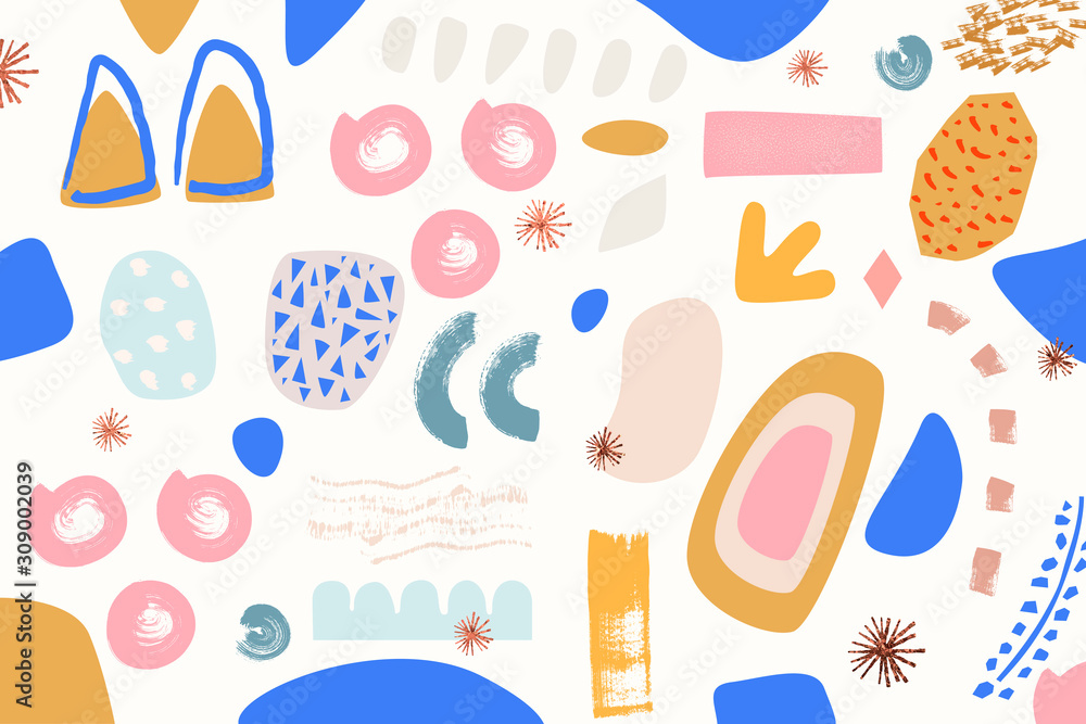 Poster modern and stylish abstract digital background with different shapes and line arts.