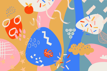 Modern and stylish abstract digital background with different shapes and line arts.