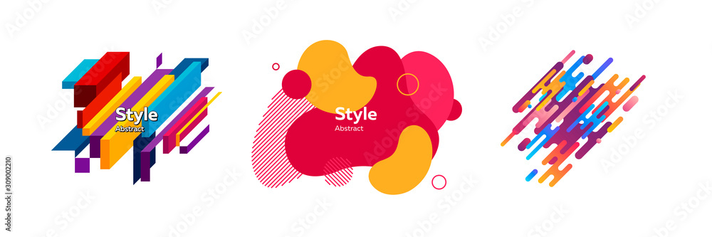 Poster set of unique abstract geometric designs. design template for logo, flyer or presentation. abstract 