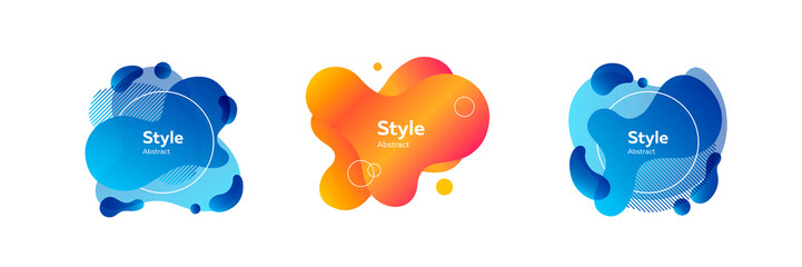 Set of unique abstract graphic figures. Design template for logo, flyer or presentation. Abstract form dynamic composition. Modern style vector illustration