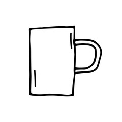 Coffee, tea cup vector doodle illustration. Hand drawn cup. Hot drinks. Dishes.