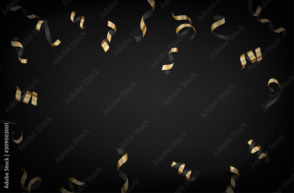 Poster luxury background with gold falling confetti vector layout on dark background