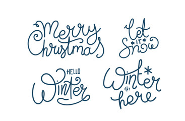 Winter season lettering logos. Vector logos isolated on white background