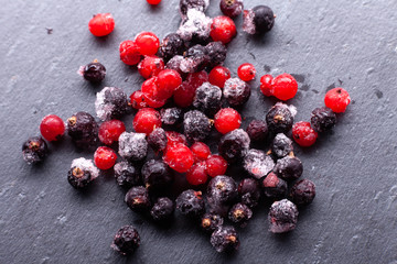 Frozen currants and blueberries.