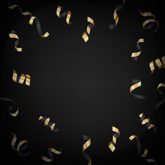 Luxury background with gold falling confetti vector layout on dark background