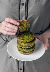 homemade rustic vegan vegetable patties. good nutrition concept