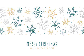 Christmas snowflakes elements ornaments decoration greeting card on isolated white background