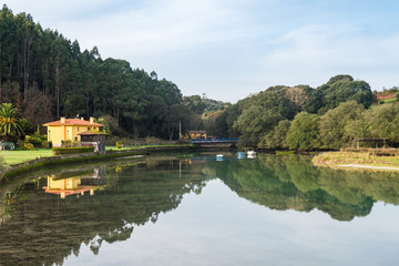 beautiful scene of countryside house at asturias, Spain