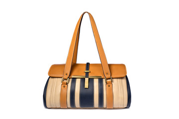 Orange female bag on white background