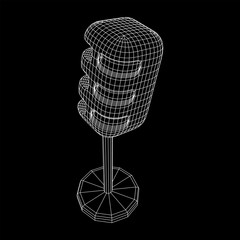 Sound recording equipment vintage microphone. Wireframe low poly mesh vector illustration