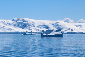 Icebergs among the islands around the Antarctic peninsula, Antarctica
