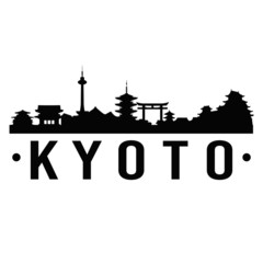 Kyoto Japan City Skyline Silhouette City Design Vector Famous Monuments.