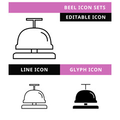 Bell icons set vector design, modern editable line and  glyph icon, black color and isolated for icon presentation, website and banner