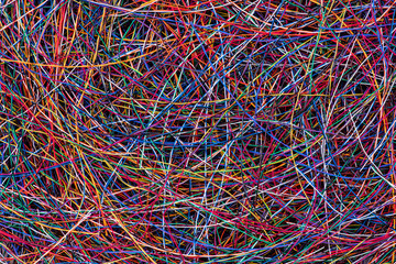 Colorful scrap cable wire as background recycling industry