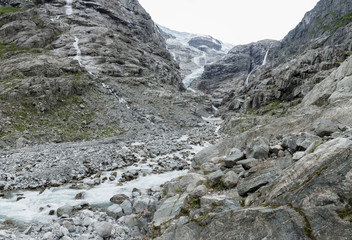 Wanderung zum Kjenndalsbreen Gletscher im Jostelalsbreen Nationalpark, Norwegen, Panorama