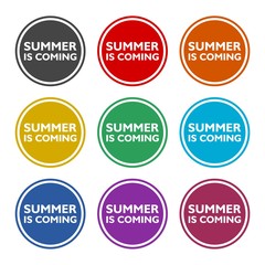 Summer is coming button color set isolated on white background