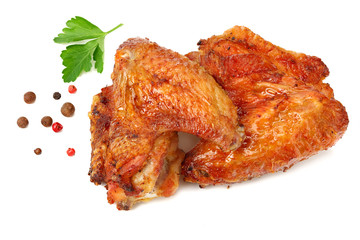 Grilled chicken legs isolated on white background