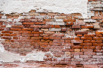 Brick old wall red loft texture with white stucco
