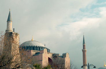 domes of the mosque against the blue sky