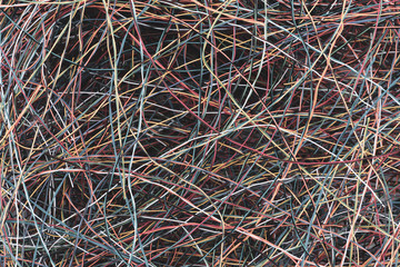 Colorful scrap cable wire as background recycling industry