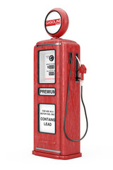 Red Retro Gas Pump. 3d Rendering