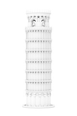 White Leaning Pisa Tower. 3d Rendering