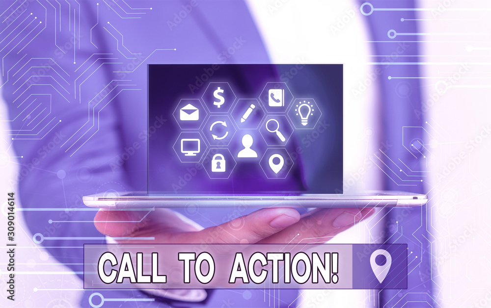 Poster handwriting text writing call to action. conceptual photo exhortation do something in order achieve 