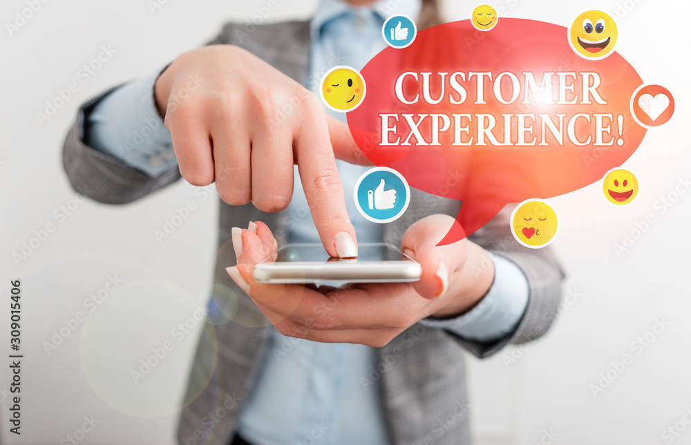 Poster writing note showing customer experience. business concept for product of interaction between organi