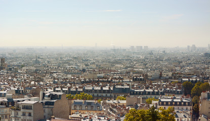 Paris cityscape from steps of the Sacre Coeur basilica in Montmartre