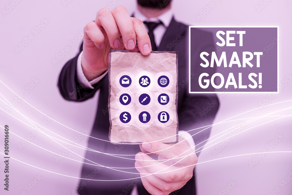 Poster text sign showing set smart goals. business photo text list to clarify your ideas focus efforts use 