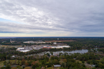 Aerial view of Daphne, Alabama and Mobile Bay