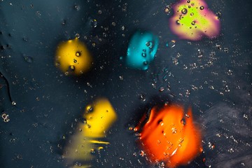 Dark green, orange, blue, yellow colorful abstract design, texture. Beautiful backgrounds.