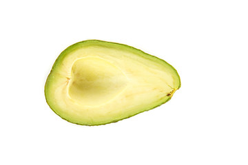 top view of avocado half isolated on white