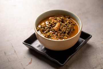 Kaeng Sa-lae (Sour curry with Broussonetia kurzii) Northern's foods of Thailand