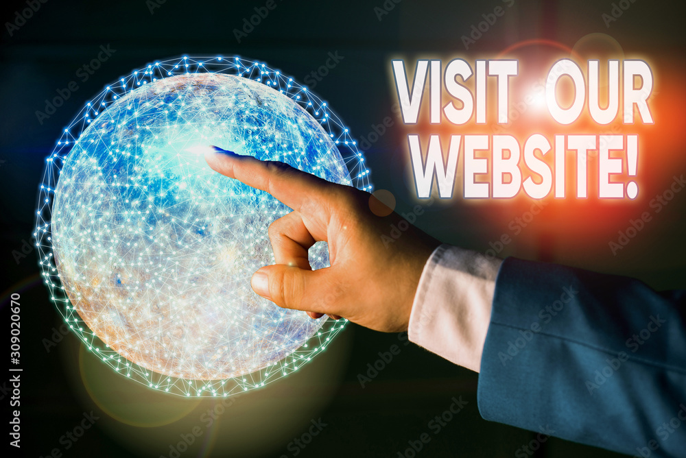 Poster conceptual hand writing showing visit our website. concept meaning visitor who arrives at web site a