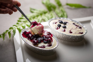 Blueberry pie fresh creamy cottage cheese dessert