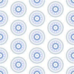 Abstract snowflakes seamless pattern. geometric snowflake on blue background.