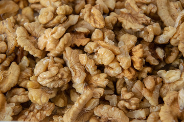 dried shelled walnut halves background