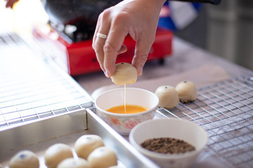 Preparation of Puff pastry dough for the Chinese pastry