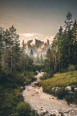 Dolomites mountain landscape during the sunrise - obrazy, fototapety, plakaty