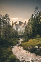 Foto auf Leinwand Berglandschaft der Dolomiten während des Sonnenaufgangs © Maximilian