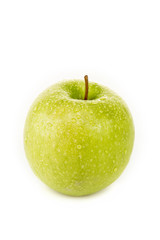 green ripe wet apple isolated on white