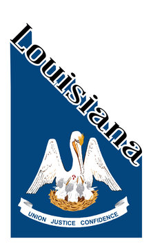 Lousiana Angled Shadow Text With State Flag