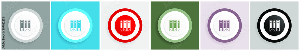 Poster binder icon, folder, document, file vector illustrations in 6 colors options for web design and mobi