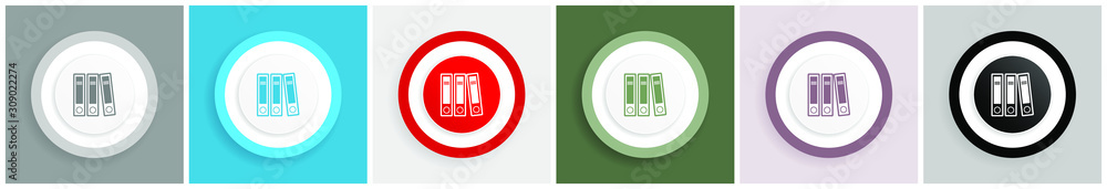 Poster binder icon, folder, document, file vector illustrations in 6 colors options for web design and mobi