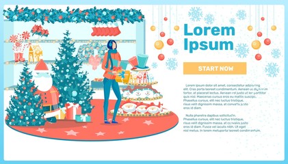 Woman Purchasing Presents in Christmas Store.