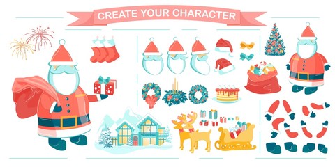 Christmas Animation Set with Santa Toy Character.